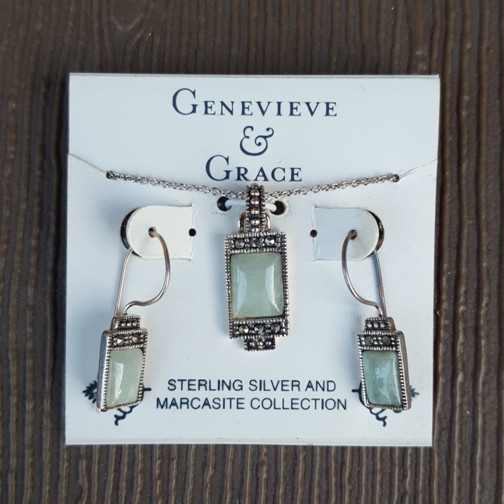 Sterling silver and marcasite earrings/necklace